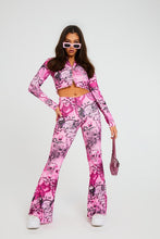 Load image into Gallery viewer, Scribble Print Zip Up Rib Cardigan