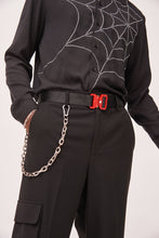 Load image into Gallery viewer, Black Industrial Belt With Red Buckle