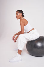 Load image into Gallery viewer, White Toggle Detail Cuffed Joggers