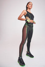 Load image into Gallery viewer, Green & Black Square Neck Sports Bra