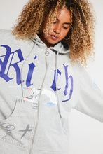 Load image into Gallery viewer, Distressed Jersey Print Oversized Zip Through Hoodie
