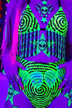 Load image into Gallery viewer, The Shrine Neon Green Alien Star Body Stickers

