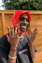 Load image into Gallery viewer, Red &amp; White Gothic Bandana
